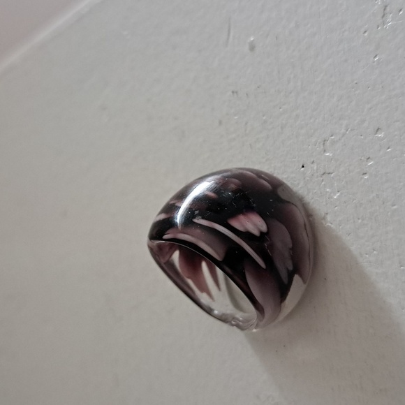 VTG MARBLED GLASS BUBBLE ring purple tone retro MOD funky disco 6-6.5 - Picture 3 of 6